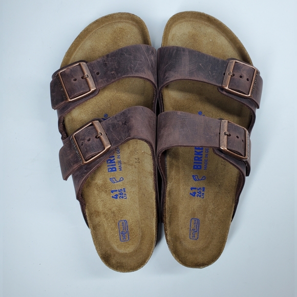 New Birkenstock Arizona Habana Brown Leather Sandals - Picture 2 of 4